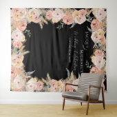 パンパス グラス ボーホー フローラル ブラッシュ ピンク ローズ ウェディング タペストリー (インサイチュ(横))