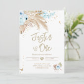 パンパス グラス ボーホー 誕生日 どんな年齢でも オシャレな男の子の誕生日招待状 招待状 (スタンド正面)