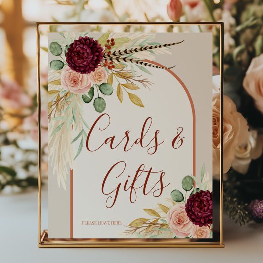 パンパス グラス ラスティック ボーホ テラコッタ カード アンド ギフト ポスター