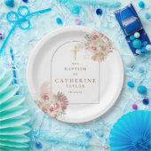 パンパス グラス 花 モチーフの 洗礼 誕生日 ペーパープレート (パーティー)