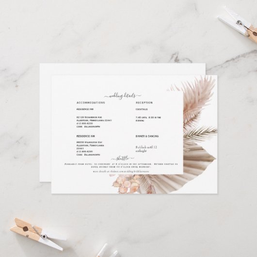 パンパス スワッシュ ホワイト ディテール インビテーション (正面/裏面インサイチュ)