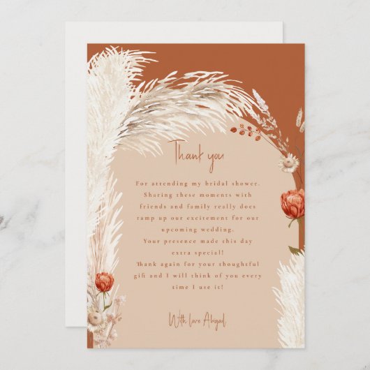 パンパス テラコッタ ウェディングシャワー 感謝 (正面/裏面)