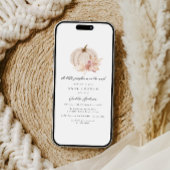 パンパス ドライ フローラル カボチャ ベイビー シャワー 招待状