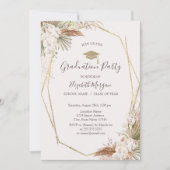 パンパス フラワー、卒業帽、卒業 招待状 (正面)