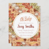 パンパス フローラル フォール ベイビー シャワー 招待状 (正面/裏面)