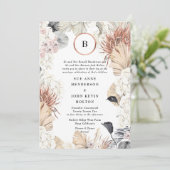 パンパス モダン フレーム | ゴールド フォイル モノグラム | ホワイト 招待状 (スタンド正面)