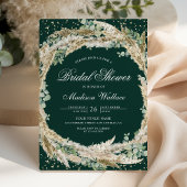 パンパス ユーカリ リース エメラルド ブライダル シャワー 招待状