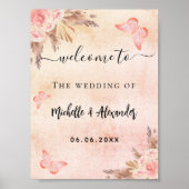 パンパバラ金ゴールドフローラバタフライ結婚ウェルカム ポスター (正面)