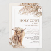 パンパフローラハイランドカウカーフベビーシャワー 招待状 (正面/裏面)