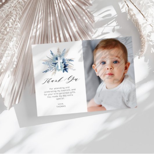 パンパフローラバプテスマ写真サンキューカード 招待状