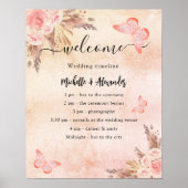 パンパフローラ蝶の結婚式プログラムのタイムライン ポスター (正面)