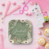 パンパモダンスの草のセージ緑エレガント卒業 ペーパープレート (パーティー)