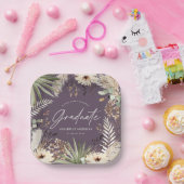 パンパモダンスの草の紫を卒業エレガント ペーパープレート (パーティー)