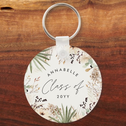 パンパモダンスの草の葉のシックエレガントな卒業 キーホルダー (正面)