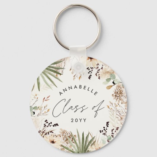 パンパモダンスの草の葉のシックエレガントな卒業 キーホルダー (裏面)