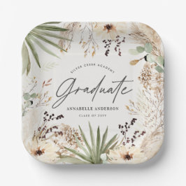 パンパモダンスの草の葉のシックエレガントな卒業 ペーパープレート