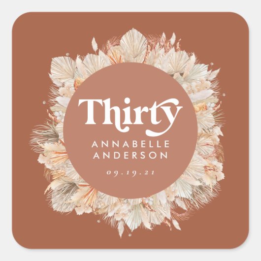 パンパモダンスグラステラコッタ30歳の誕生日 スクエアシール (正面)