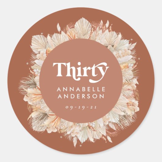 パンパモダンスグラステラコッタ30歳の誕生日 ラウンドシール (正面)