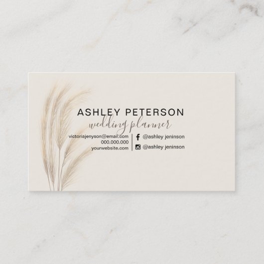 パンパモダンスグラス水彩ウェディングプランナー 名刺 (裏面)