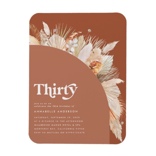 パンパモダンスグラス30歳の誕生日テラコッタ マグネット (縦)