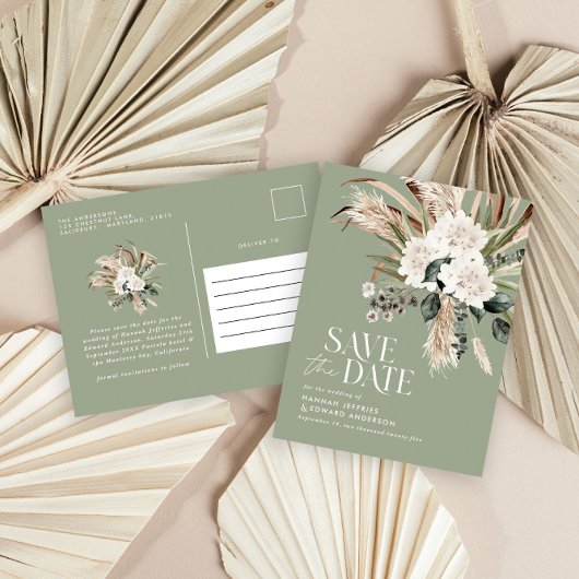 パンパモダンスユーカリプスグリーンエレガント 案内ポストカード