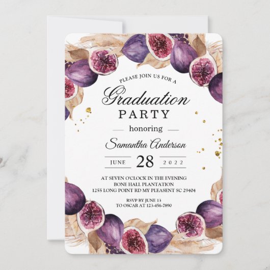 パンパモダンス&パープルフィギュス美しいフレーム 招待状 (正面)