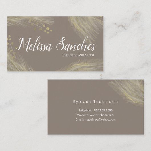 パンパモダン自然金ゴールド 名刺 (正面/裏面)