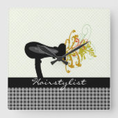 パンパリングサロンの魅力的なヘアスタイリストの贈り物 スクエア壁時計 (正面)