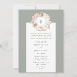 パンパリースモスグリーンモノグラム結婚ズ 招待状