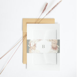 パンパリースモスサージグリーンモノグラムシンプル 招待状ベリーバンド