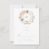 パンパリースモスセージグリーンモノグラムエレガント 出欠カード (正面)