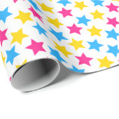 パンパンパンセクシャルプライドフラッグ星ピンクブルーイエロー ラッピングペーパー (ロールコーナー)