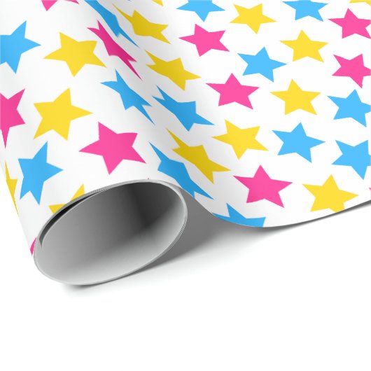 パンパンパンセクシャルプライドフラッグ星ピンクブルーイエロー ラッピングペーパー (ロールコーナー)