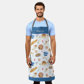パンパーソナライズされたとベーカリーの水の色パターン エプロン (着用した状態)