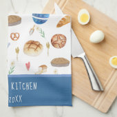 パンパーソナライズされたとベーカリーの水の色パターン キッチンタオル (四つ折り)