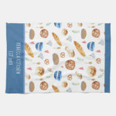 パンパーソナライズされたとベーカリーの水の色パターン キッチンタオル (横)