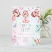 パンパーパーティーアフリカ系アメリカ人スパ誕生日パーティー 招待状 (スタンド正面)