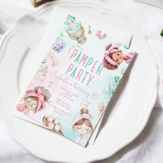 パンパーパーティーガールズグラムサロンバースデーパーティー 招待状