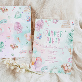 パンパーパーティーガールメイクアップサロン誕生日パーティー 招待状
