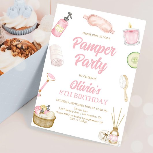 パンパーパーティー、グラマーパーティー、女子スパパーティー 誕生日 招待状