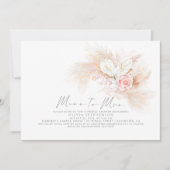 パンパ恋しく思スス夫人への草ピンクのフローラブライダルシャワー 招待状 (正面)