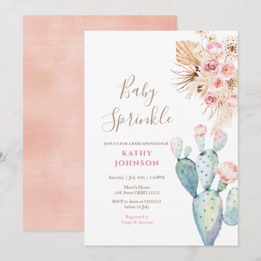 パンパ素朴スベビースプリンクル招待状 招待状 (正面/裏面)