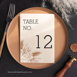 パンパ素朴スモダンのテー結婚ブル番号カード ノートカード