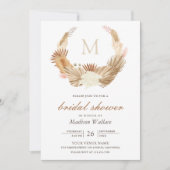 パンパ素朴スリース乾燥パームブライダルシャワー 招待状 (正面)