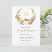 パンパ素朴スリース乾燥パームブライダルシャワー 招待状 (スタンド正面)