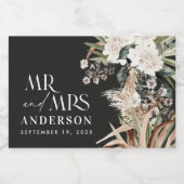 パンパ結婚スユーカリモダンブラックパーティー スパークリングワインラベル (シングルラベル)