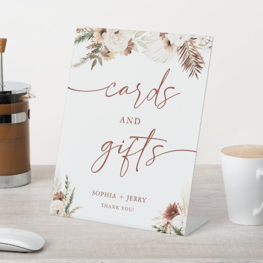 パンパ自然スの花のカードとギフト結婚ズ 台座サイン (インサイチュ)