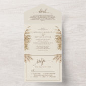 パンパ自然スグラスボヘミアン結婚ズ オールインワン招待状 (内側)