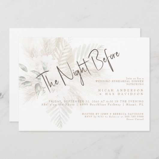 パンパ&金ゴールドリハーサルディナーの前の夜 招待状 (正面/裏面)