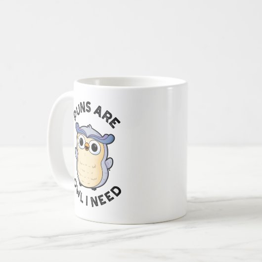 パンフクロウ私は動物のパおもしろいンを必要とする コーヒーマグカップ (正面左)